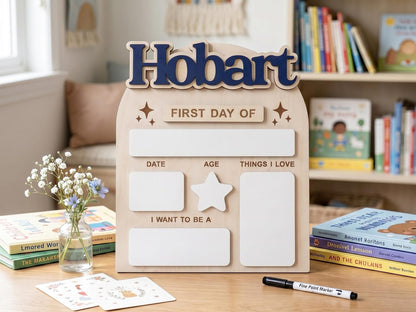 Custom First Day of School Board, Preschool and Kindergarten Photo Prop, Back to School Sign for Kids, Personalized First Day Name Keepsake - product image 4