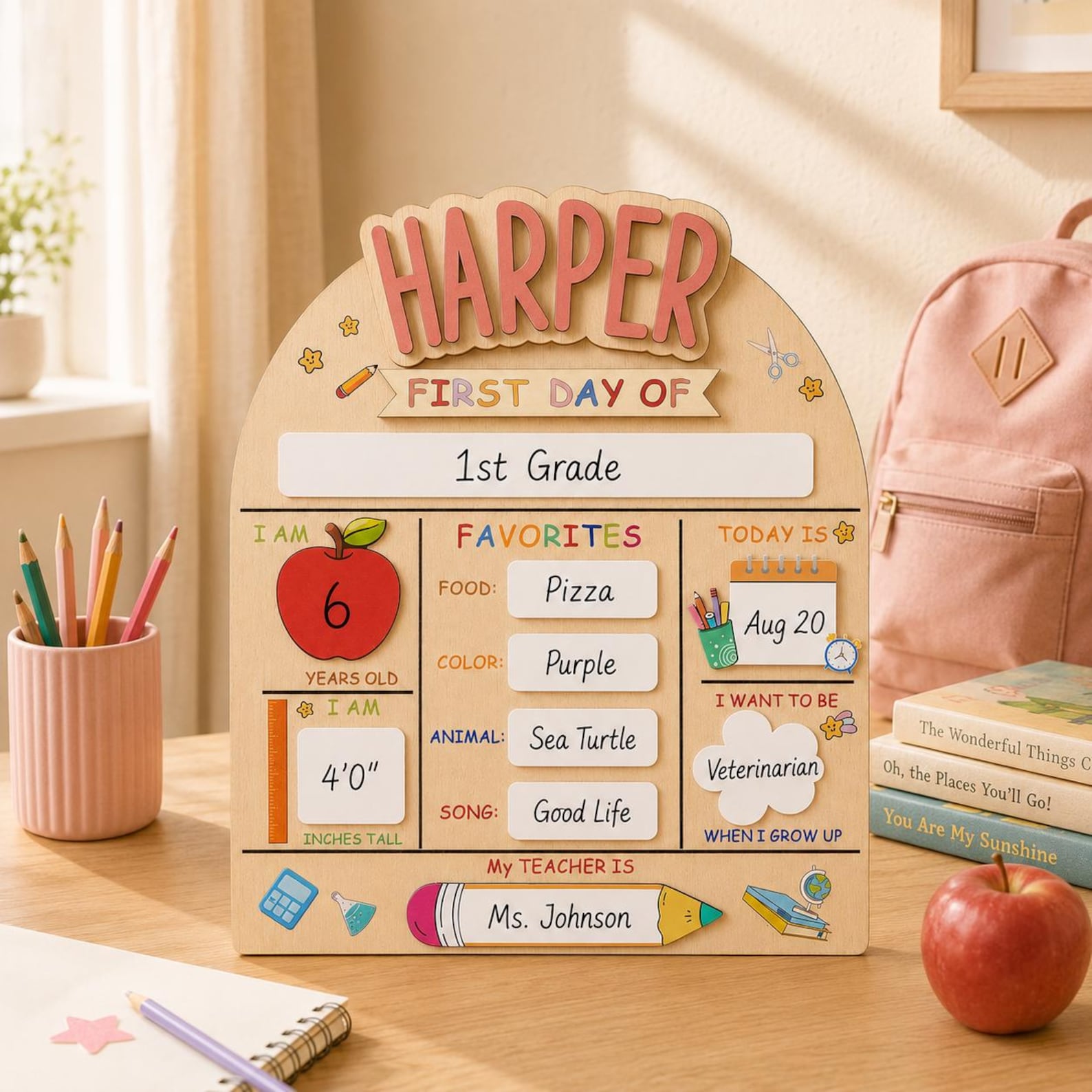 Custom First Day of School Sign, Wooden Back to School Board for Kids, Preschool Back to School Board Kid Gift, Last Day of School - product image 9