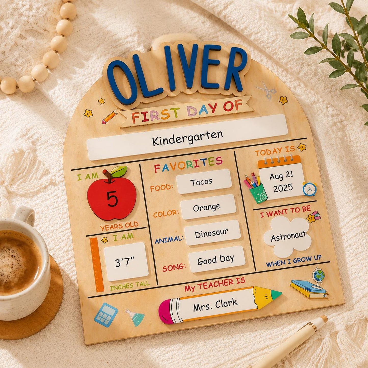 Custom First Day of School Sign, Wooden Back to School Board for Kids, Preschool Back to School Board Kid Gift, Last Day of School - product image 2