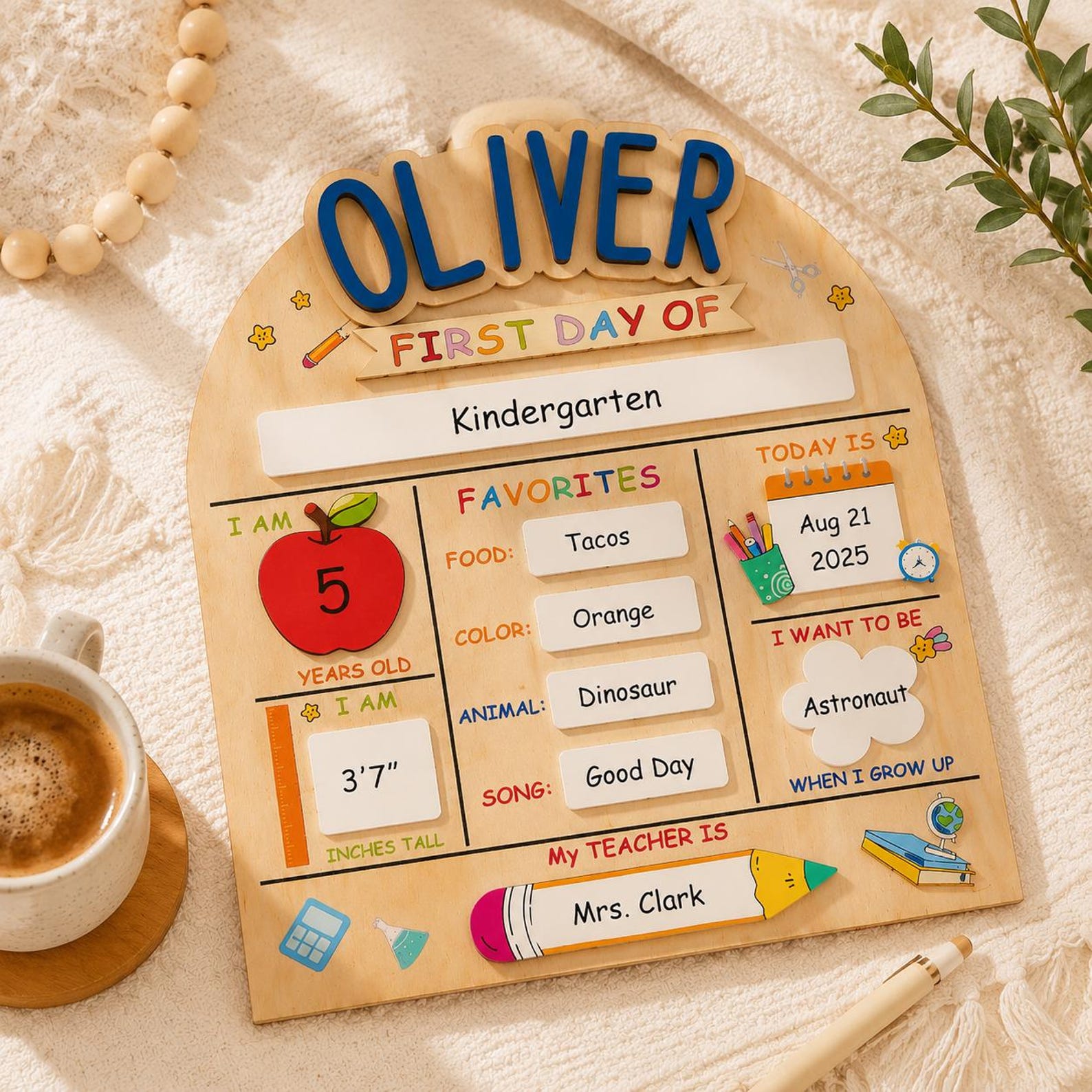 Custom First Day of School Sign, Wooden Back to School Board for Kids, Preschool Back to School Board Kid Gift, Last Day of School - product image 2