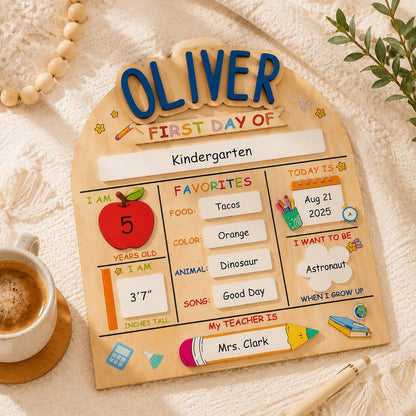 Custom First Day of School Sign, Wooden Back to School Board for Kids, Preschool Back to School Board Kid Gift, Last Day of School - product image 2