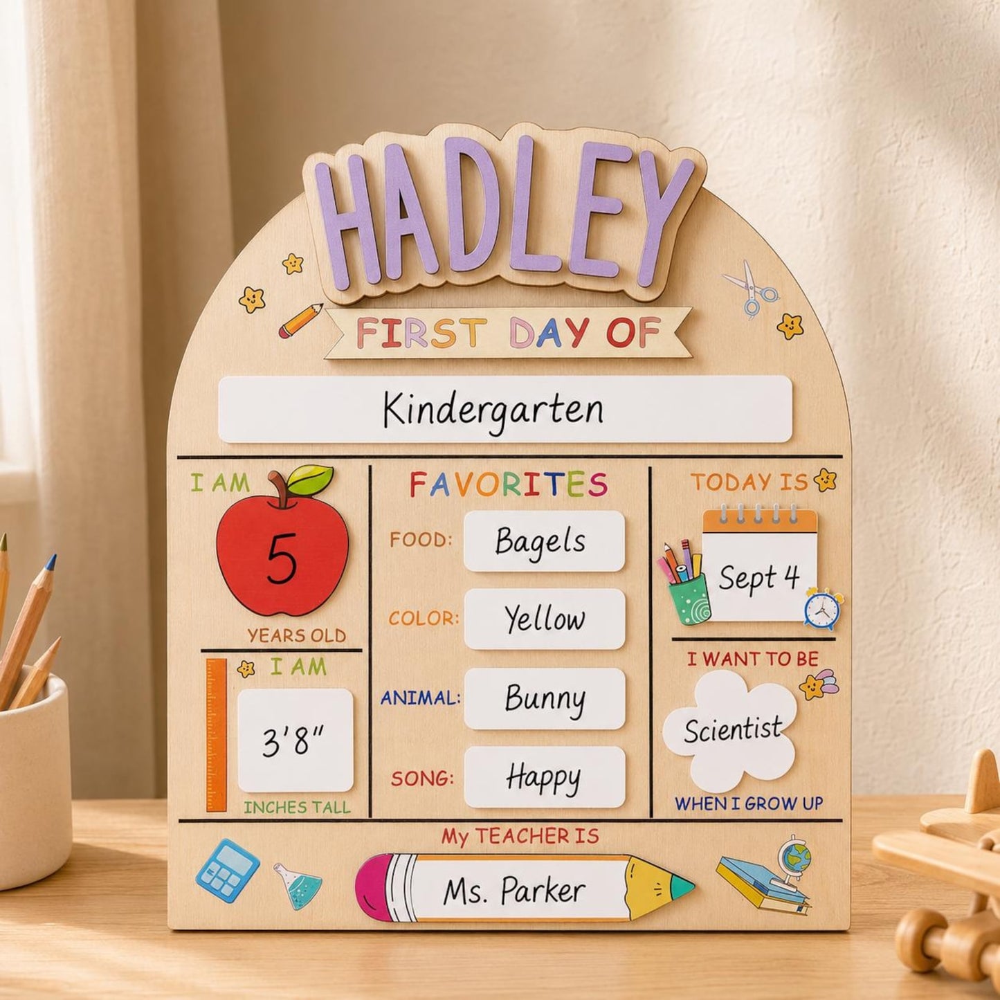 Custom First Day of School Sign, Wooden Back to School Board for Kids, Preschool Back to School Board Kid Gift, Last Day of School - product image 10