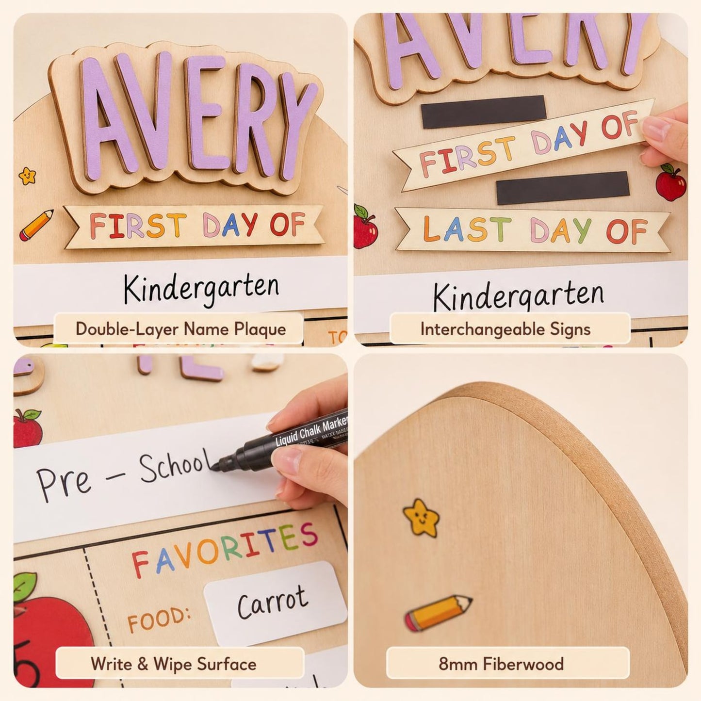 Custom First Day of School Sign, Wooden Back to School Board for Kids, Preschool Back to School Board Kid Gift, Last Day of School - product image 7