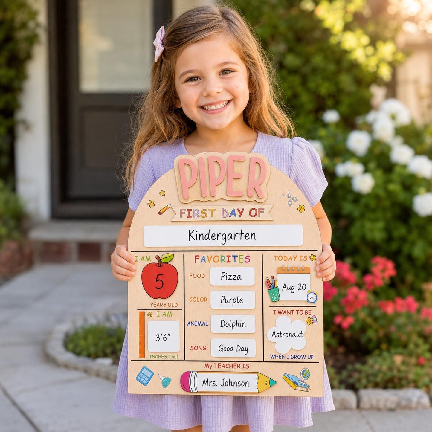 Custom First Day of School Sign, Wooden Back to School Board for Kids, Preschool Back to School Board Kid Gift, Last Day of School - product image 3