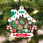 Personalized Gingerbread House Kids Ornament Custom First Christmas Kids Ornament, Shake Kids Name Ornament