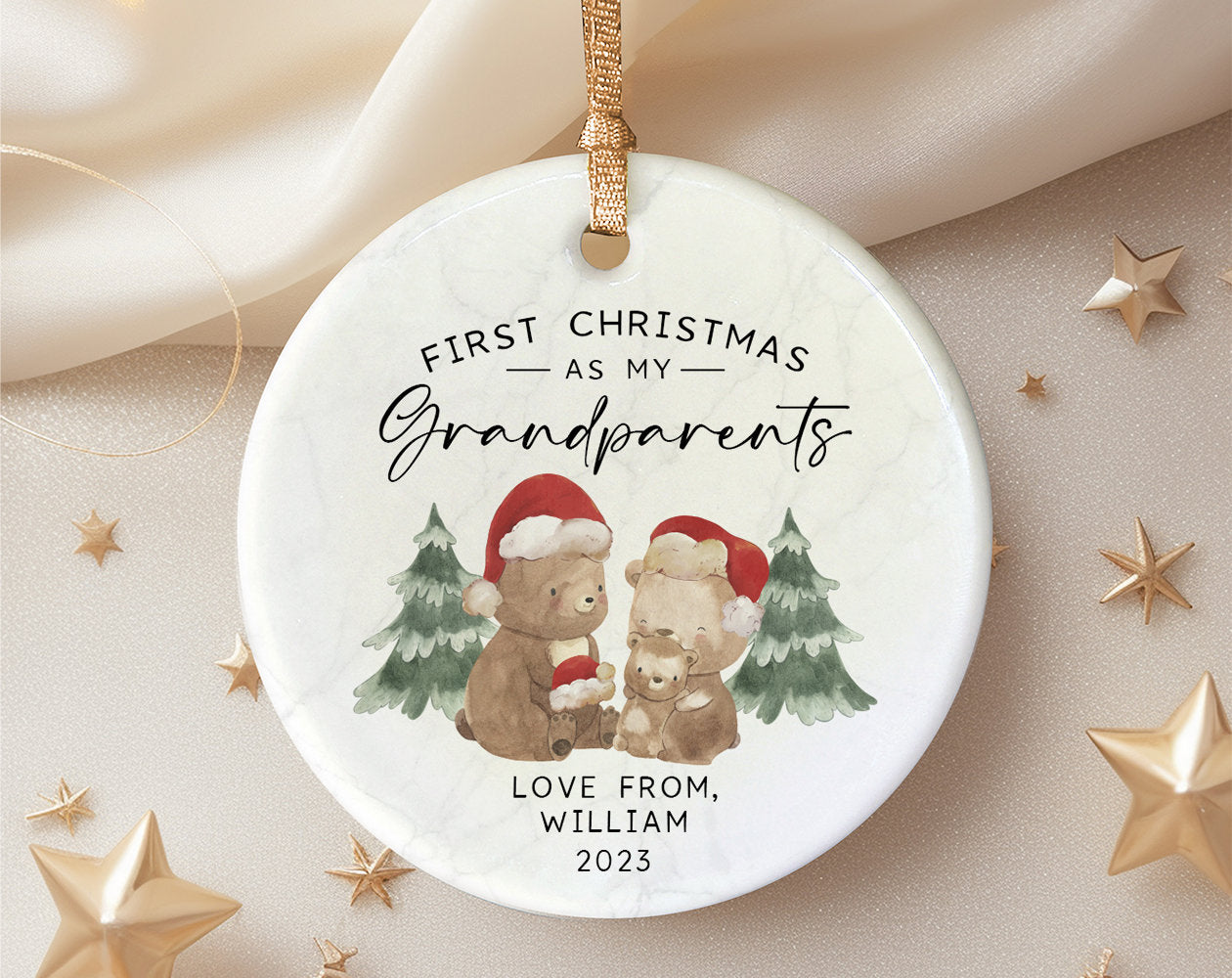 Personalized First Christmas as Grandparents Ornament - Gift for Nanny Grandma Grandad - Baby’s 1st Christmas Ornament - OR-0419 - product image 3