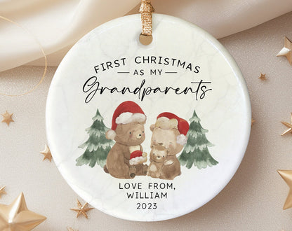 Personalized First Christmas as Grandparents Ornament - Gift for Nanny Grandma Grandad - Baby’s 1st Christmas Ornament - OR-0419 - main product image
