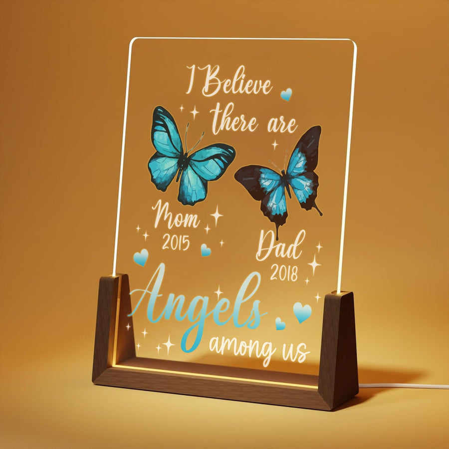 Memorial Gift for Loss of Mother Plaque, Angel Butterfly Night Light, Loss of Parents Sympathy Gift, In Memory of Plaque Plaque - main product image