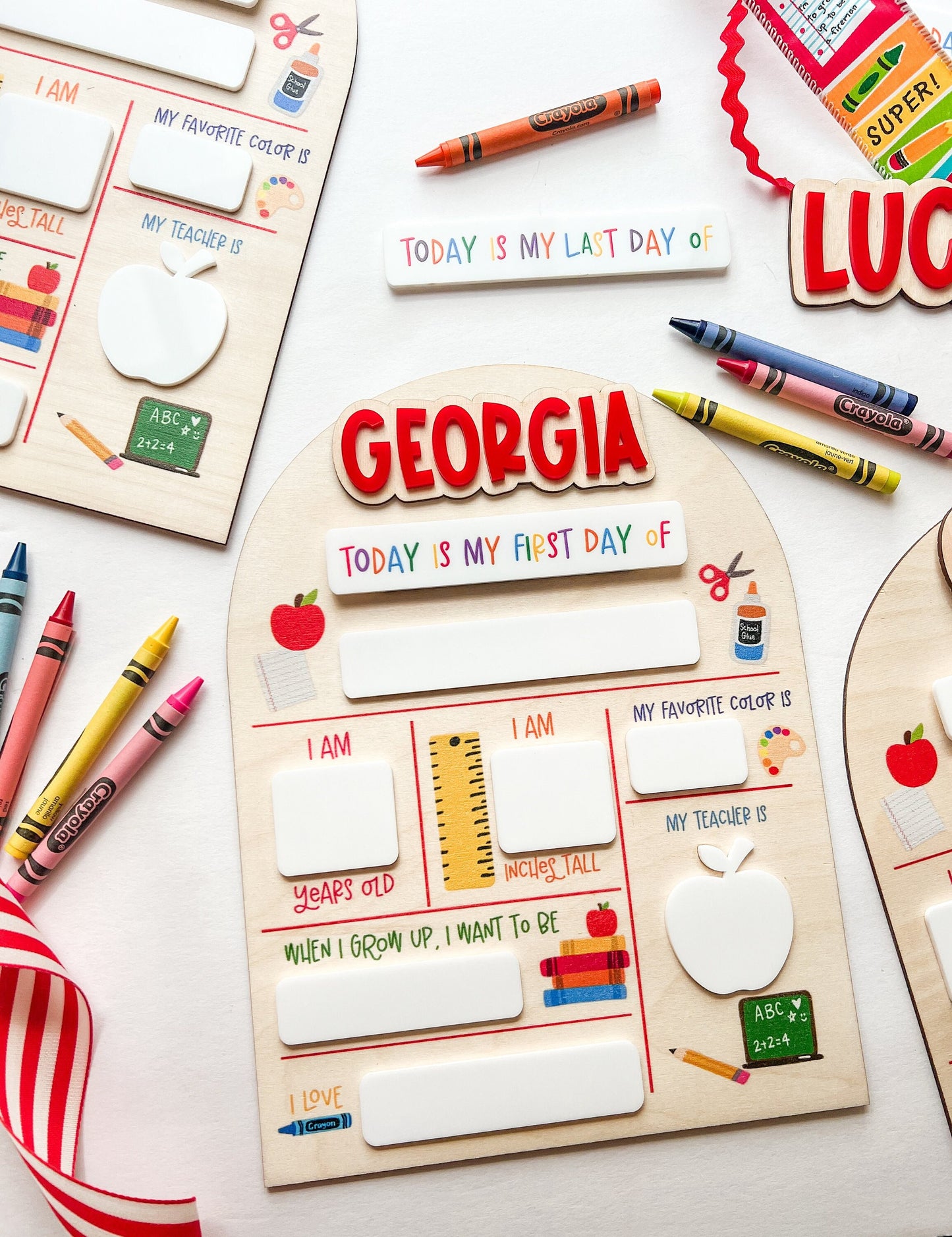 Back to School Arched Board, First Day of School Sign, Last Day of School Sign, Back to School for Teachers, Personalized Sign for School - main product image