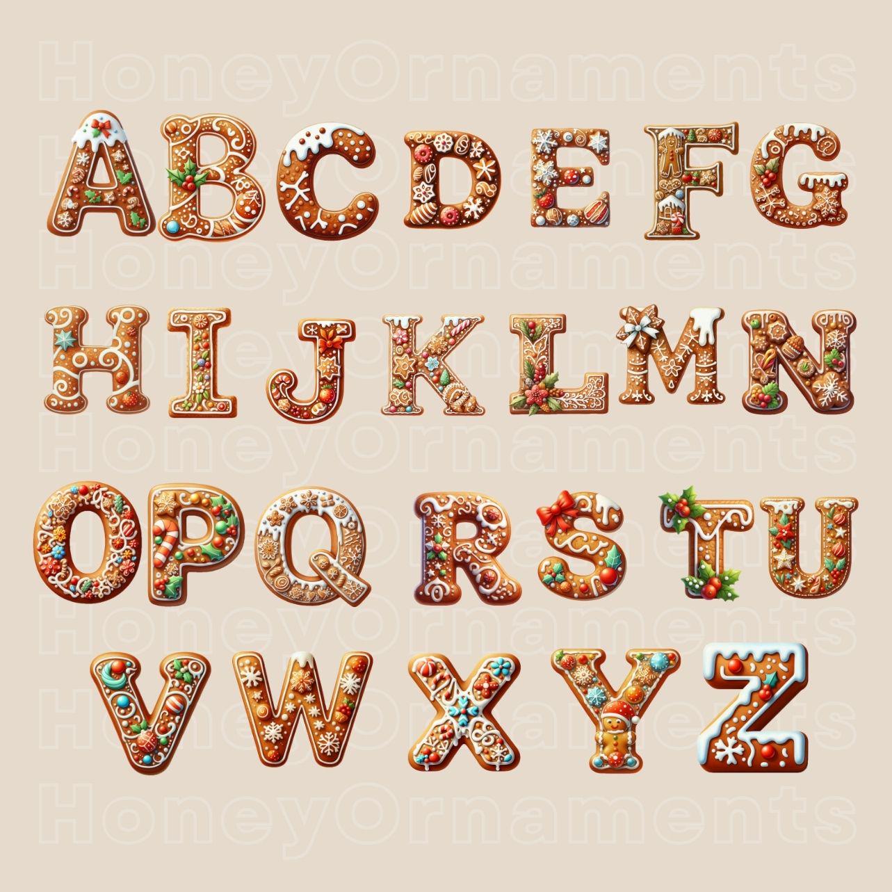 Custom Initial Ornament Personalized Family Name Ornament Monogram Christmas Ornament Letter Name Ornament Alphabet Keepsake Elf Gingerbread - product image 2