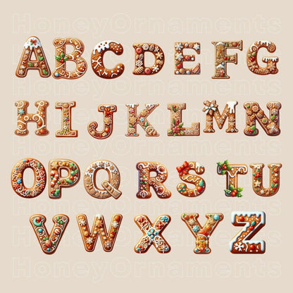 Custom Initial Ornament Personalized Family Name Ornament Monogram Christmas Ornament Letter Name Ornament Alphabet Keepsake Elf Gingerbread - product image 2