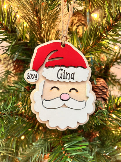 Personalized Santa Christmas Ornament: Laser Cut Wood Holiday Bauble - product image 3