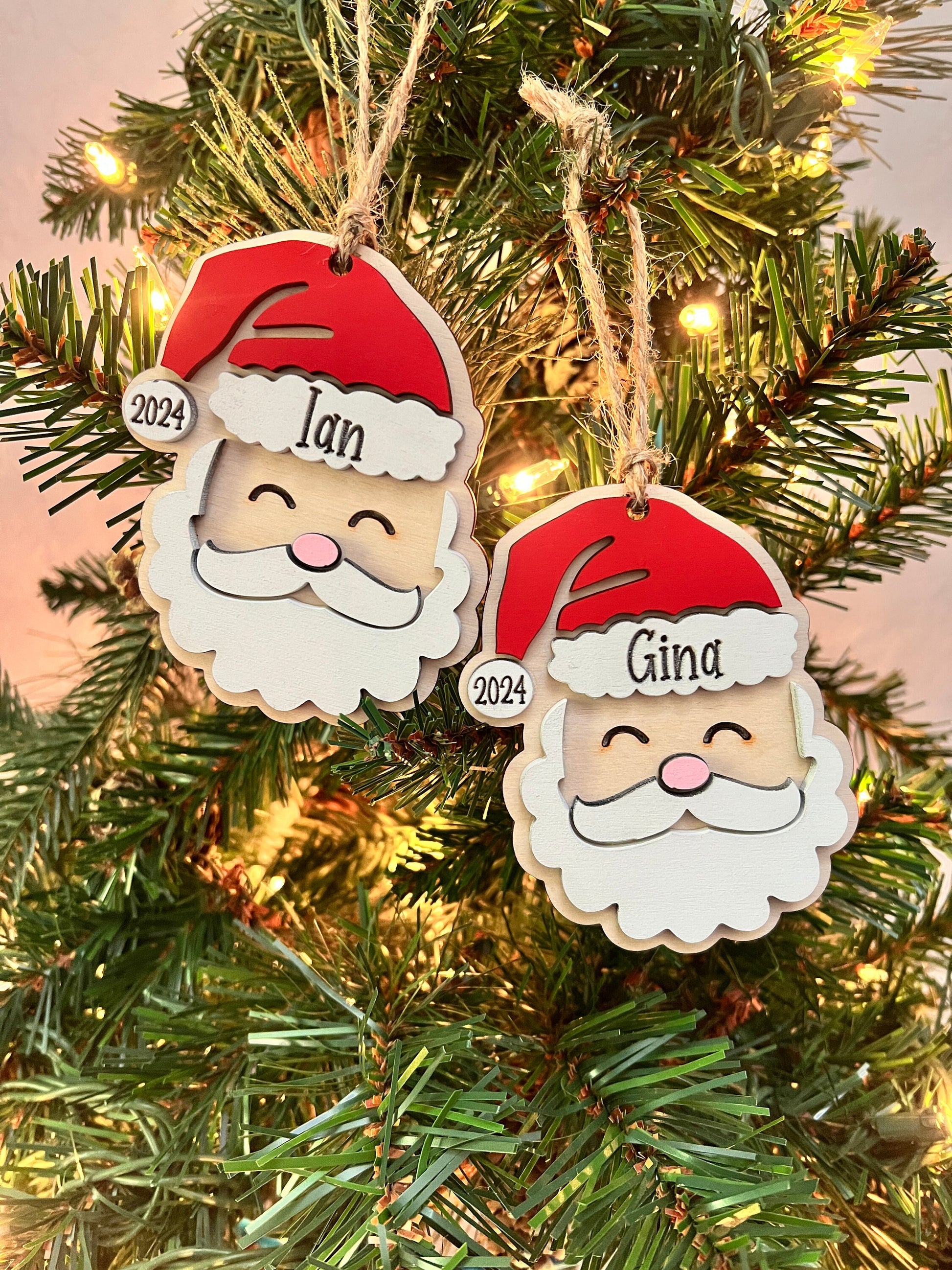 Personalized Santa Christmas Ornament: Laser Cut Wood Holiday Bauble - product image 4