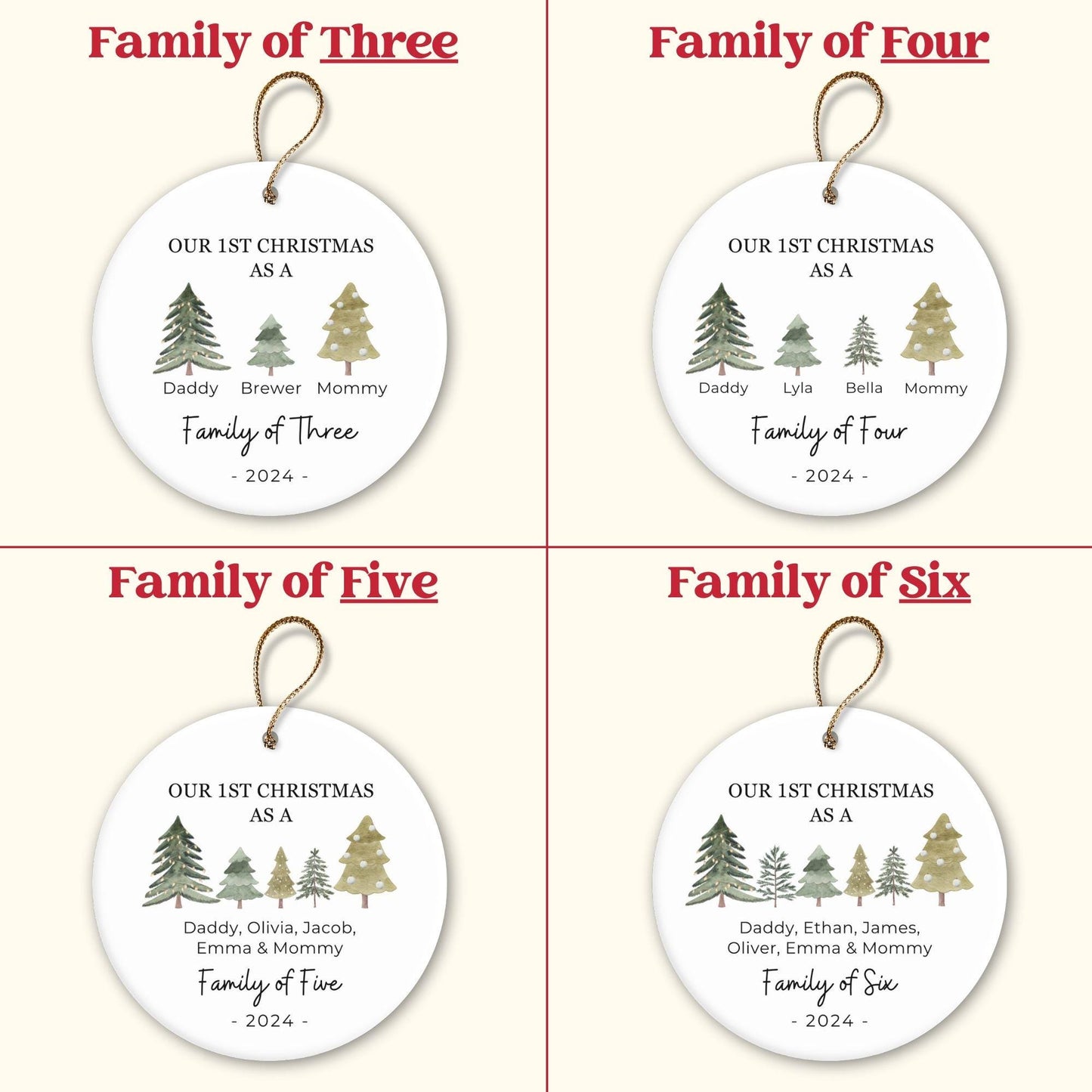 Family of Three Christmas Ornament - Family of 3 Ornament - Family Ornament - Personalized Baby's First Christmas Ornament, New Parent Gift - product image 2
