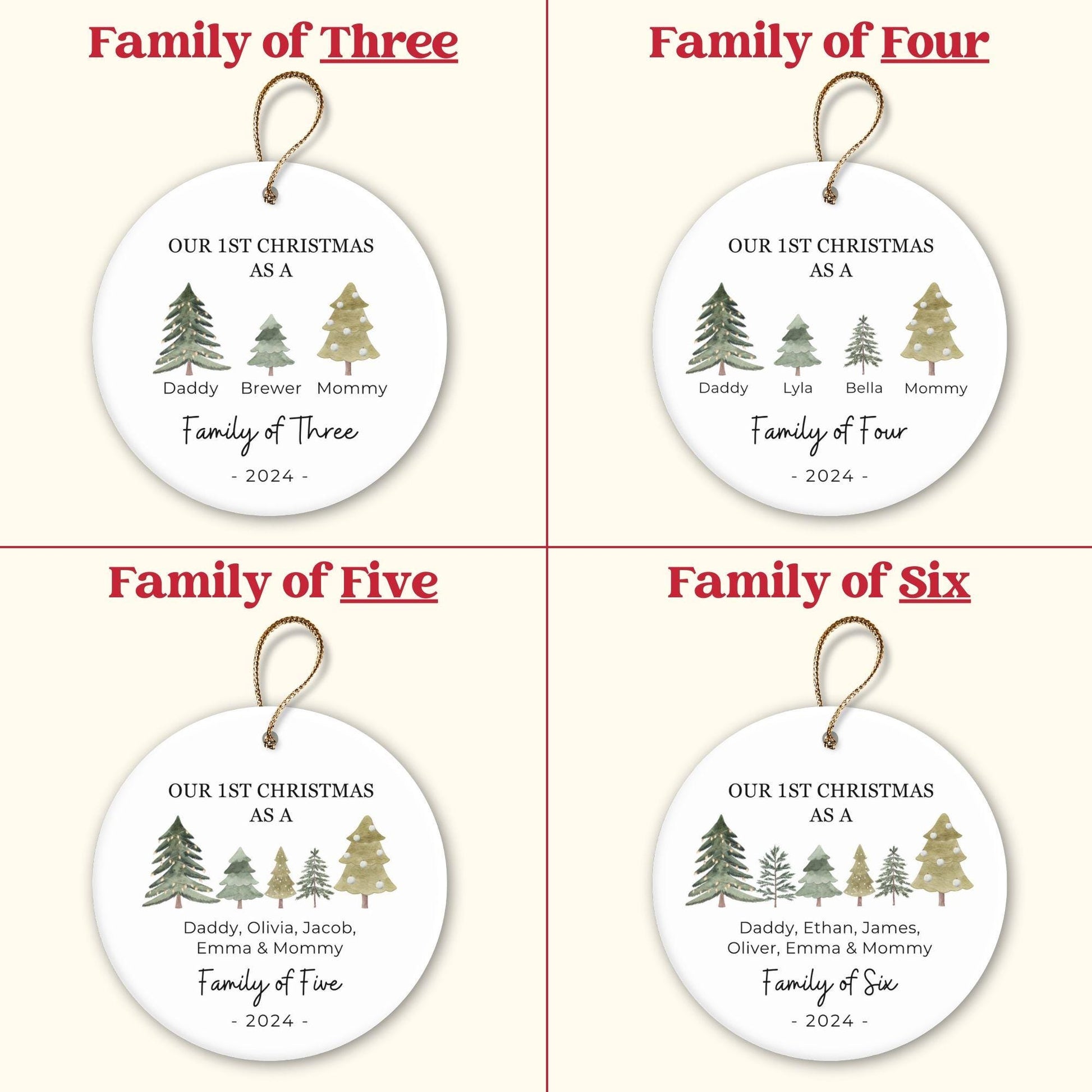 Family of Three Christmas Ornament - Family of 3 Ornament - Family Ornament - Personalized Baby's First Christmas Ornament, New Parent Gift - product image 2