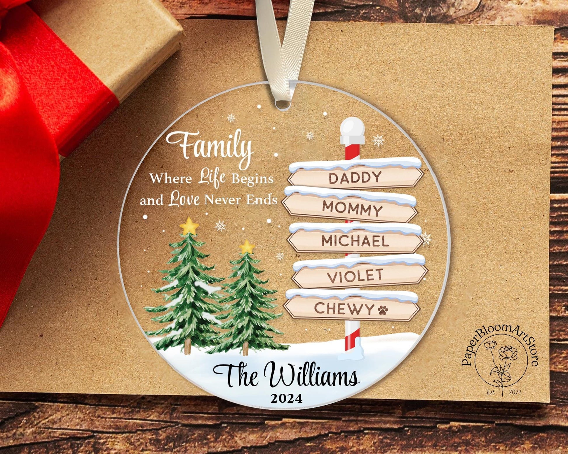 Custom Family Ornament Christmas, Personalized Family Ornaments, Family Ornament with Name, Christmas Ornament 2024, Family Xmas Ornaments - product image 5