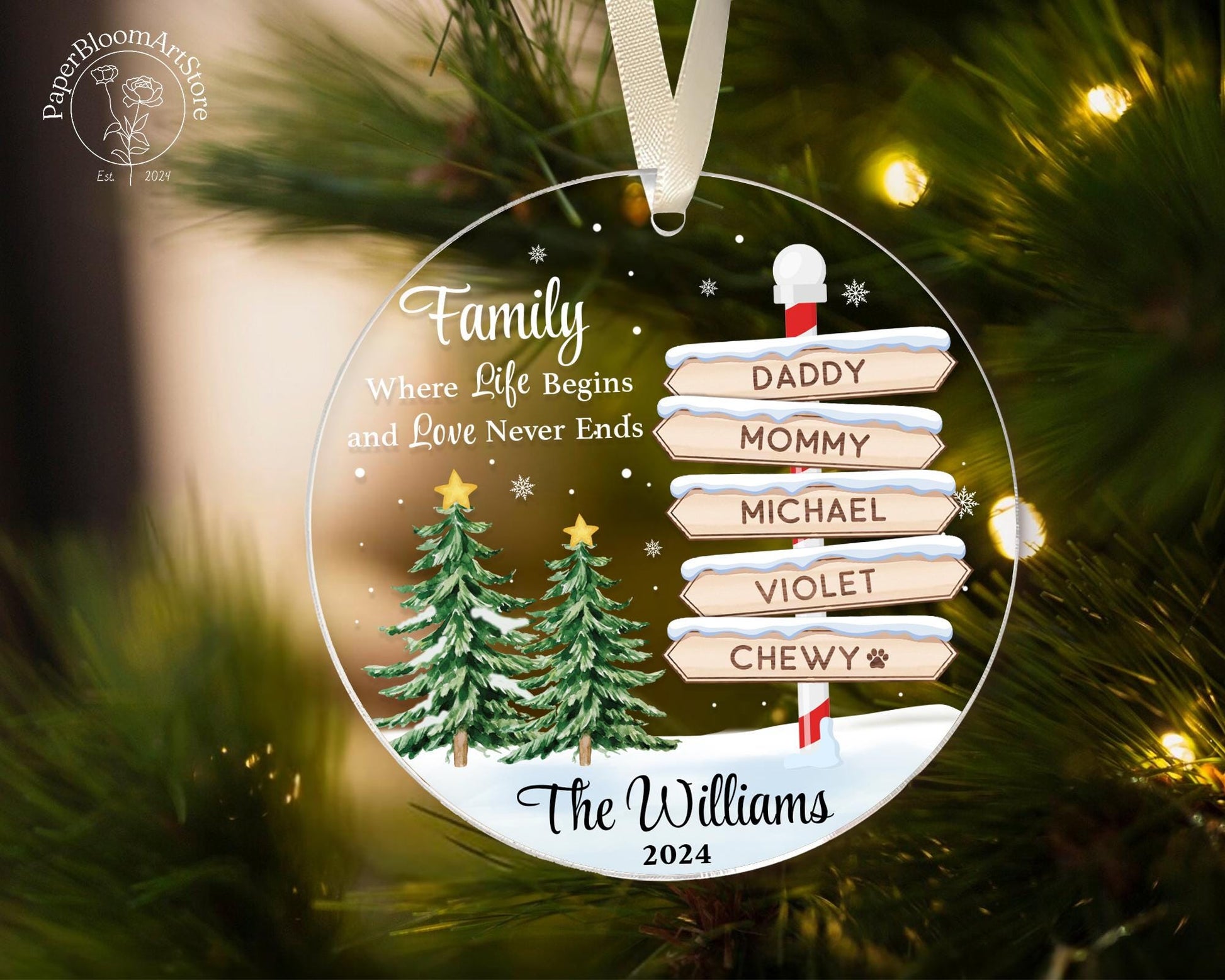 Custom Family Ornament Christmas, Personalized Family Ornaments, Family Ornament with Name, Christmas Ornament 2024, Family Xmas Ornaments - product image 3