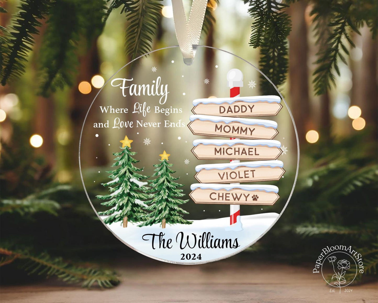 Custom Family Ornament Christmas, Personalized Family Ornaments, Family Ornament with Name, Christmas Ornament 2024, Family Xmas Ornaments - product image 4