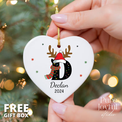 Personalized Family Christmas Ornament 2025 Custom Initial Ornament with Name Family Christmas Gift Ceramic Heart Ornament Holiday Keepsake - product image 2