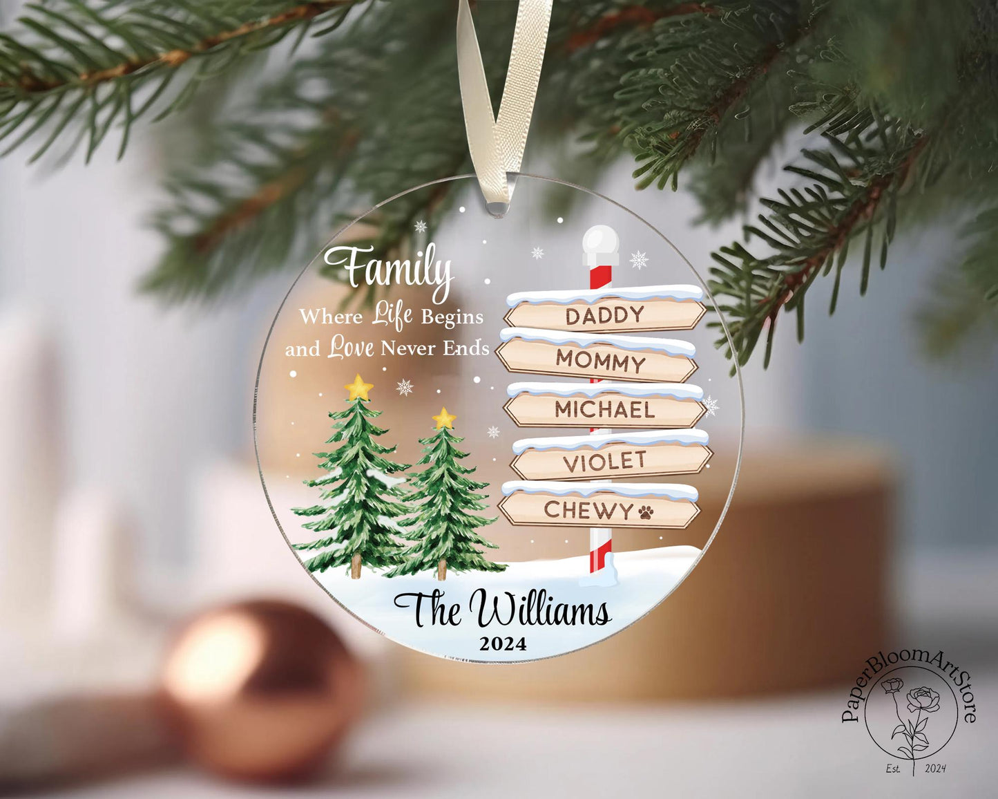 Custom Family Ornament Christmas, Personalized Family Ornaments, Family Ornament with Name, Christmas Ornament 2024, Family Xmas Ornaments - product image 6