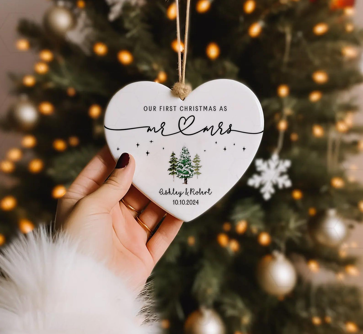 mr mrs ornament - Wedding Gift - Personalized First Christmas Keepsake - Our 1st Christmas Mr & Mrs Ornament - Housewarming mr and mrs idea - product image 5