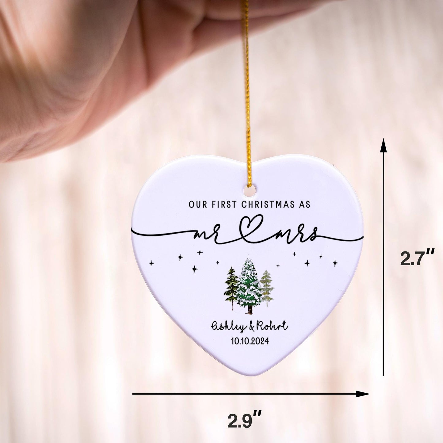 mr mrs ornament - Wedding Gift - Personalized First Christmas Keepsake - Our 1st Christmas Mr & Mrs Ornament - Housewarming mr and mrs idea - product image 6