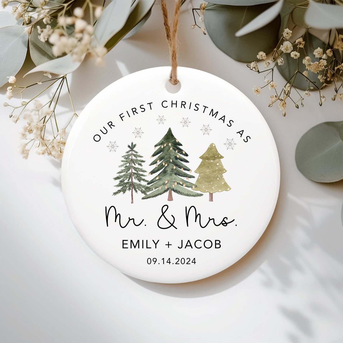 Our First Christmas As Mr and Mrs Ornament, First Christmas Married Ornament, Personalized Married Christmas Ornament, Marriage Gift - main product image