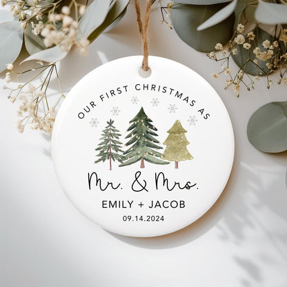 Our First Christmas As Mr and Mrs Ornament, First Christmas Married Ornament, Personalized Married Christmas Ornament, Marriage Gift - main product image