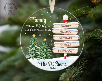 Custom Family Ornament Christmas, Personalized Family Ornaments, Family Ornament with Name, Christmas Ornament 2024, Family Xmas Ornaments - main product image