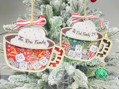 Personalized Family Ornament 2026, Custom Family Name, Christmas Ornament Marshmallow, Shake Cup Ornament - product image 7