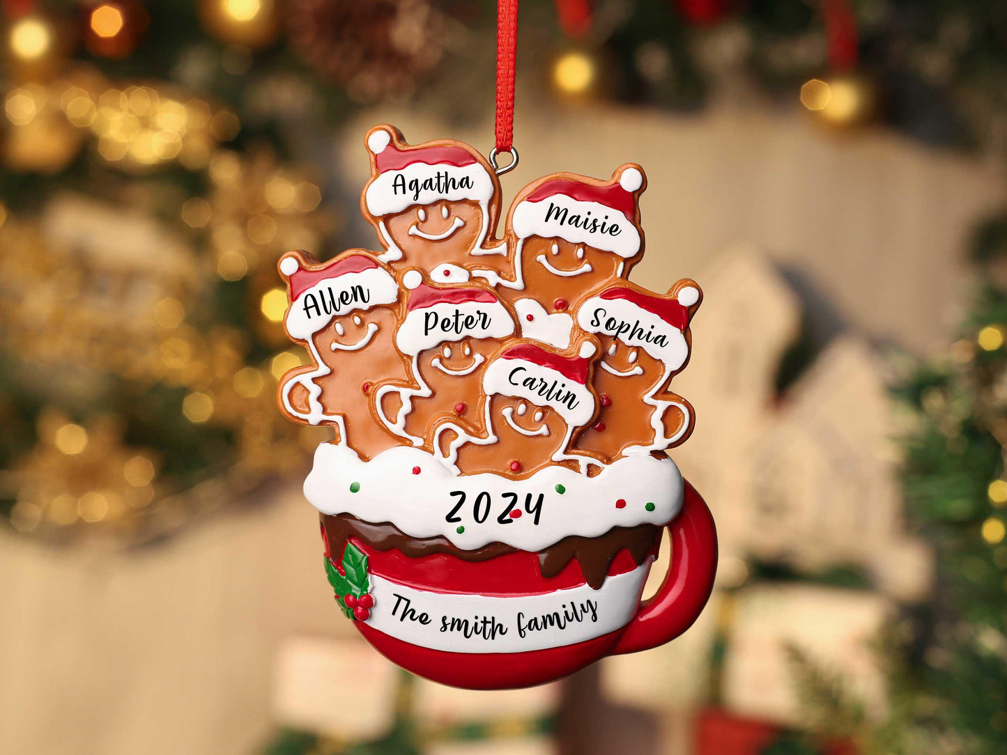 Personalized Resin Family Ornament, Gingerbread Christmas Family Ornament, Gingerbread Family of 2,3,4,5,6 Ornament 2025, Christmas Decor - product image 2