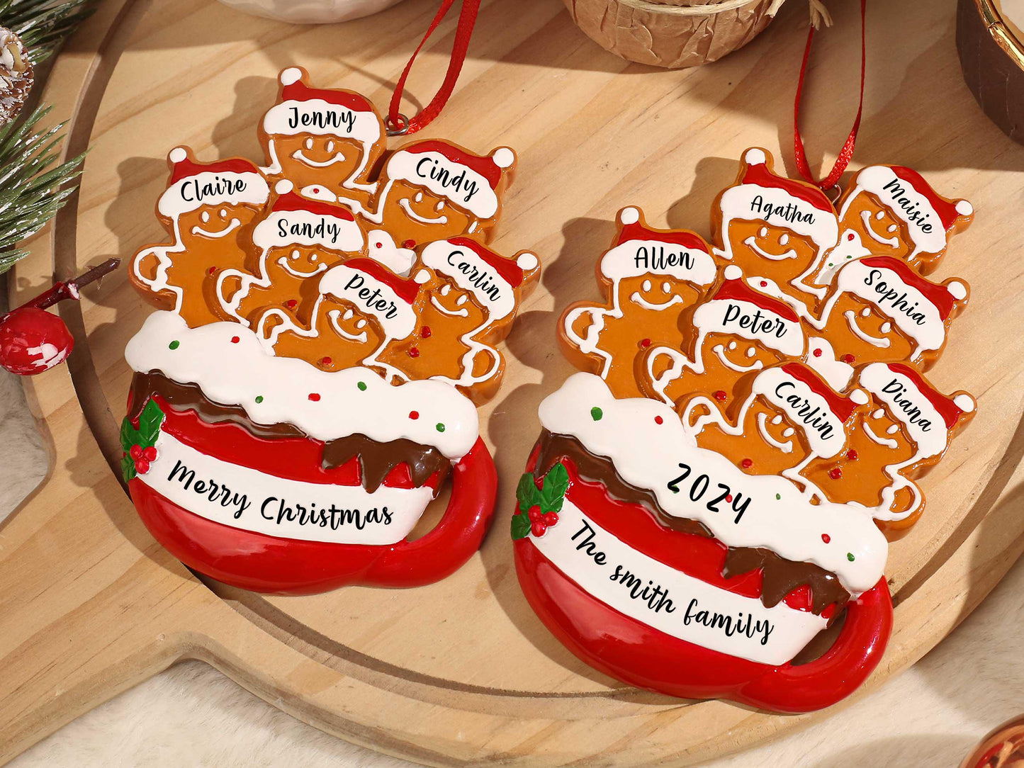 Personalized Resin Family Ornament, Gingerbread Christmas Family Ornament, Gingerbread Family of 2,3,4,5,6 Ornament 2025, Christmas Decor - product image 4
