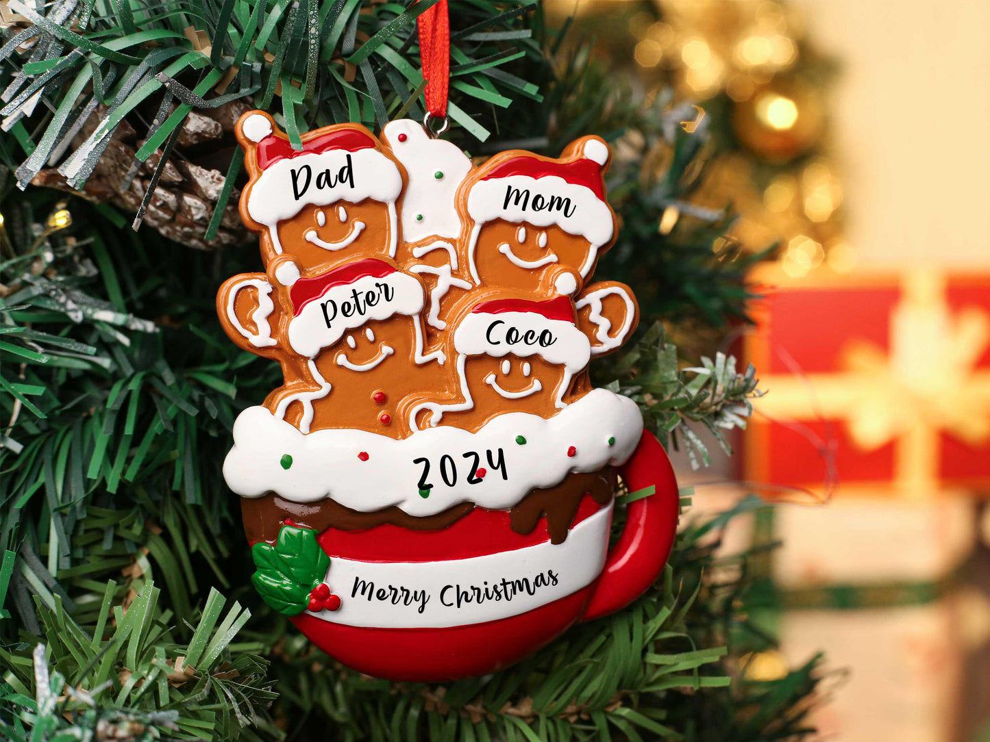 Personalized Resin Family Ornament, Gingerbread Christmas Family Ornament, Gingerbread Family of 2,3,4,5,6 Ornament 2025, Christmas Decor - product image 8