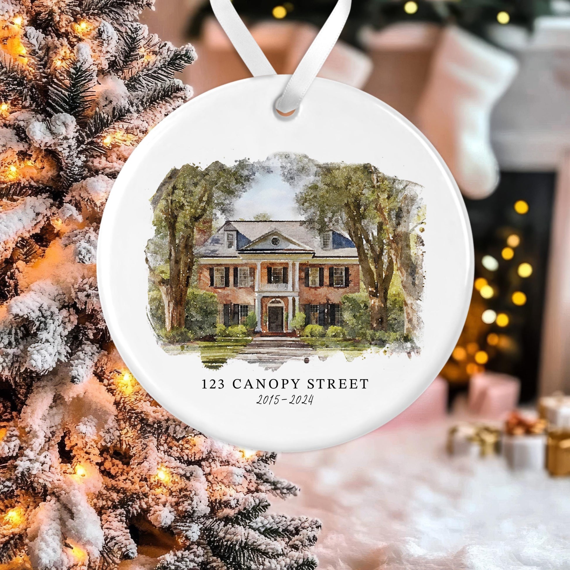 Custom Watercolor House Ornament, Personalized Home Christmas Ornament, Personalized Christmas Ornament Gift, Housewarming - product image 7