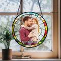 Personalized Dad Portrait Stained Glass Suncatcher, Dad and Kids Window Hanging, Father's Day Gifts, Gifts for Grandpa or Dad, New Dad Gifts