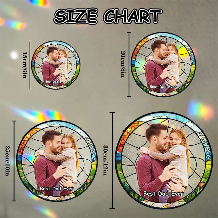 Personalized Dad Portrait Stained Glass Suncatcher, Dad and Kids Window Hanging, Father's Day Gifts, Gifts for Grandpa or Dad, New Dad Gifts