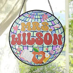 Custom Disco ball Stained Glass Suncatcher, Teacher Appreciation Gift From Student, Back To School, Teacher Gift, Window Hanging Classroom