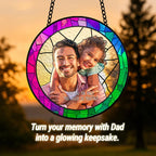 Personalized Fathers Day Glass Suncatcher, Custom Dad Portrait Stained Glass, Dad Birthday Gifts, Dad Glass Suncatcher Window