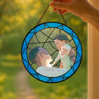 Personalized Fathers Day Glass Suncatcher, Custom Dad Portrait Stained Glass, Dad Birthday Gifts, Dad Glass Suncatcher Window