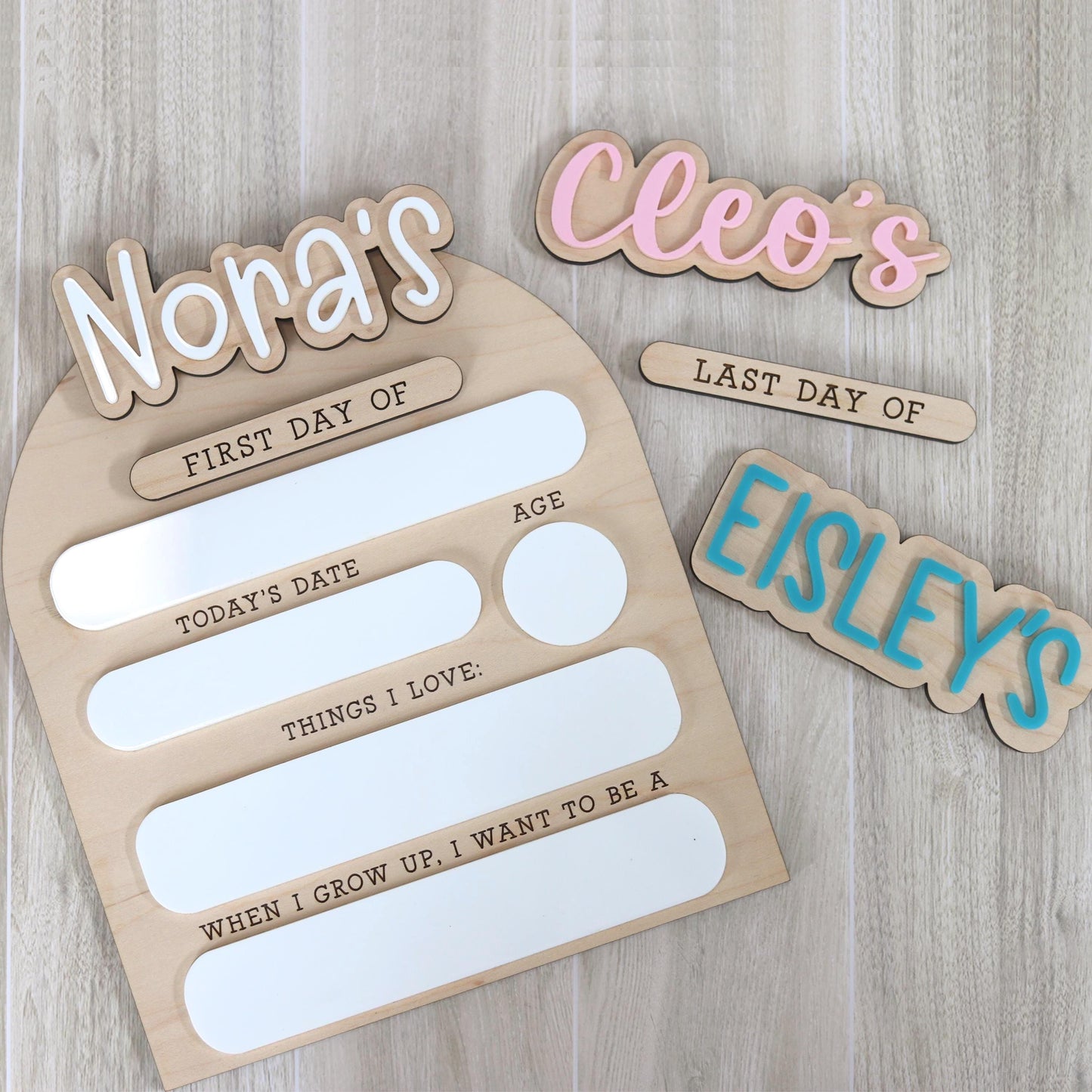 Personalized Interchangeable First & Last Day of School Sign | Custom Wood Photo Prop - main product image