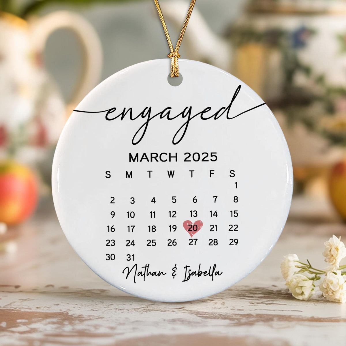 Custom Engagement Ornament, Our First Christmas Engaged Ornaments, Engagement Photo Gift - product image 3