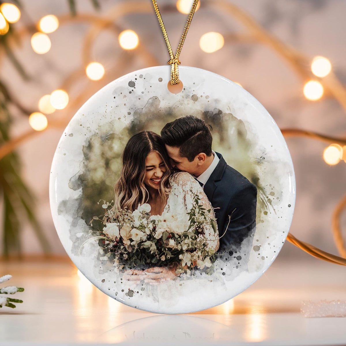 Custom Engagement Ornament, Our First Christmas Engaged Ornaments, Engagement Photo Gift - product image 4