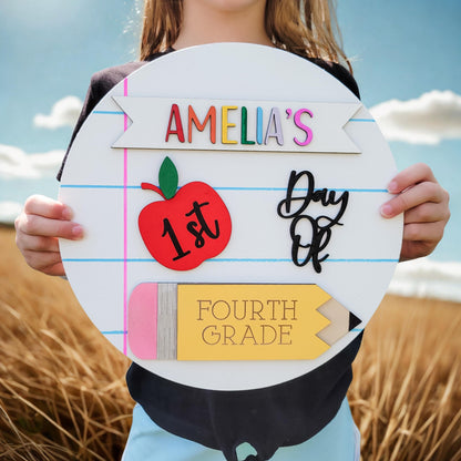 Personalized Back to School Sign, Interchangeable Back to School Sign, First Day of School Photo Prop - main product image
