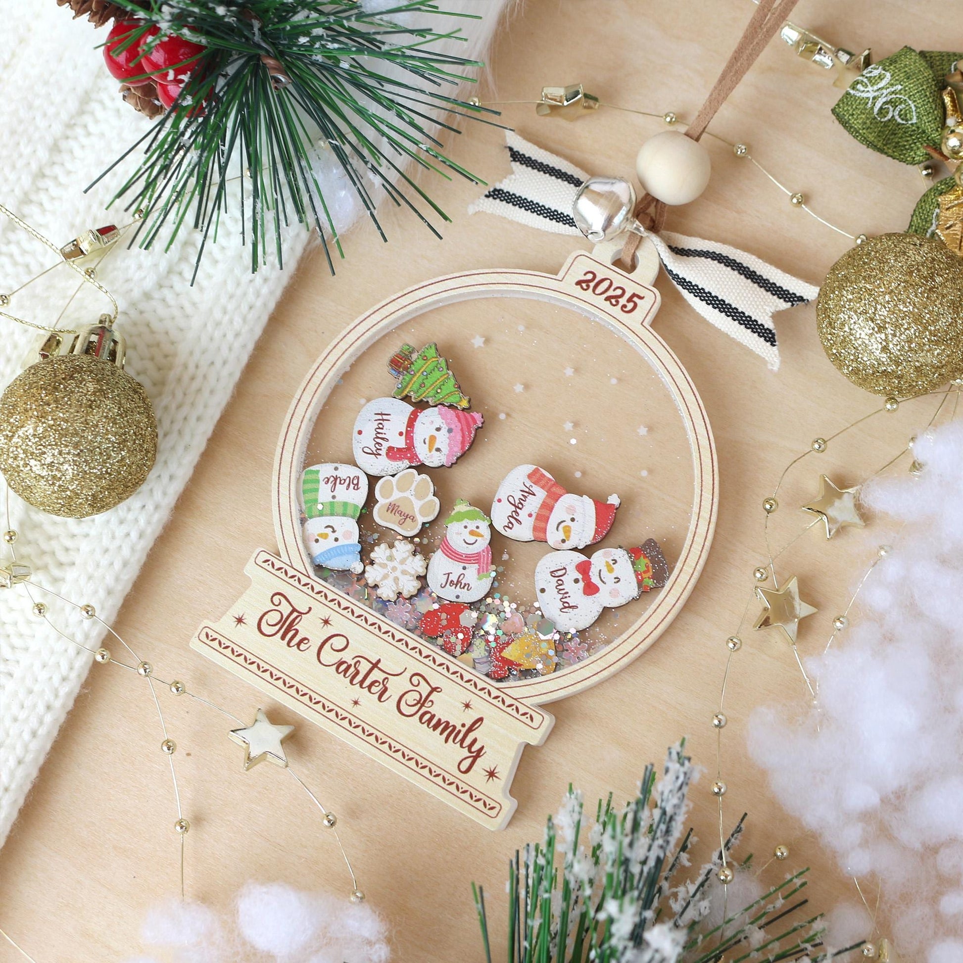 Personalized Snowman Family Christmas Ornament: Custom Acrylic Decor - product image 4
