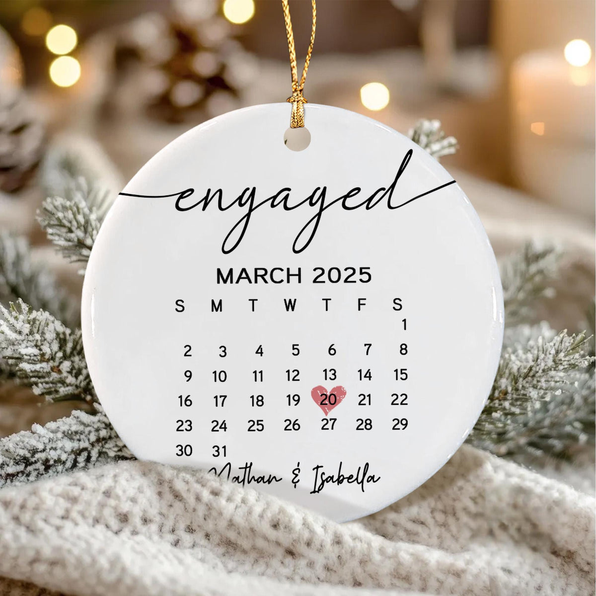 Custom Engagement Ornament, Our First Christmas Engaged Ornaments, Engagement Photo Gift - product image 7