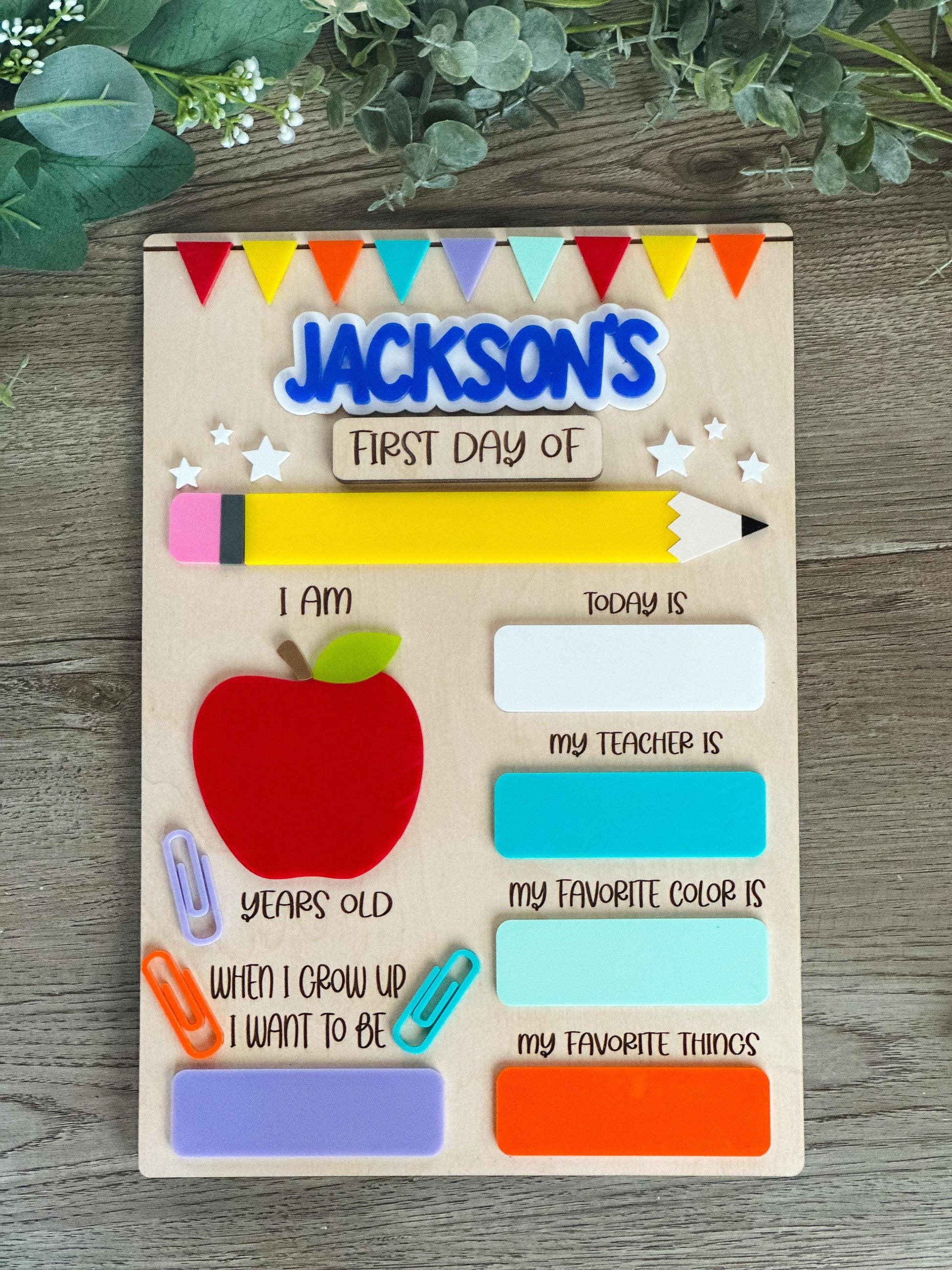 Personalized Back to School Dry Erase Board, First and Last Day Sign, Reusable Photo Prop, Kindergarten, Preschool & Elementary - product image 2