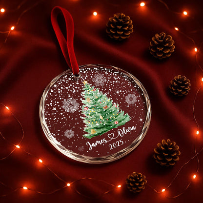 Personalized Christmas Tree Ornament – Custom Couple Names & Year – Heart Glass Snowflake Holiday Keepsake OR096 - product image 5