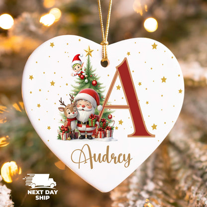 Custom Christmas Initial Ornament, Cute Santa Ornament, Personalized Christmas Tree Decor, Kids Name Ornament, 2026 Christmas Keepsake - product image 6