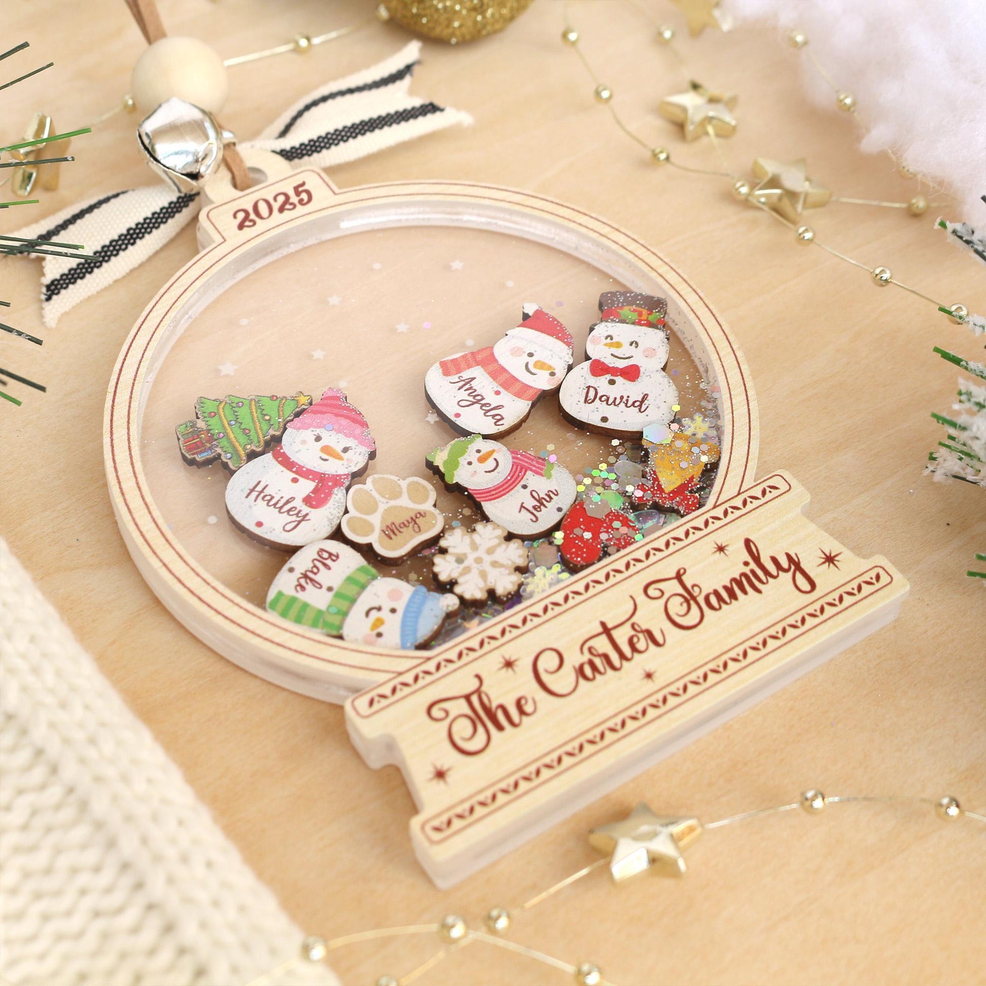 Personalized Snowman Family Christmas Ornament: Custom Acrylic Decor - product image 3