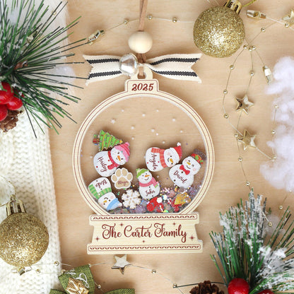 Personalized Snowman Family Christmas Ornament: Custom Acrylic Decor - main product image